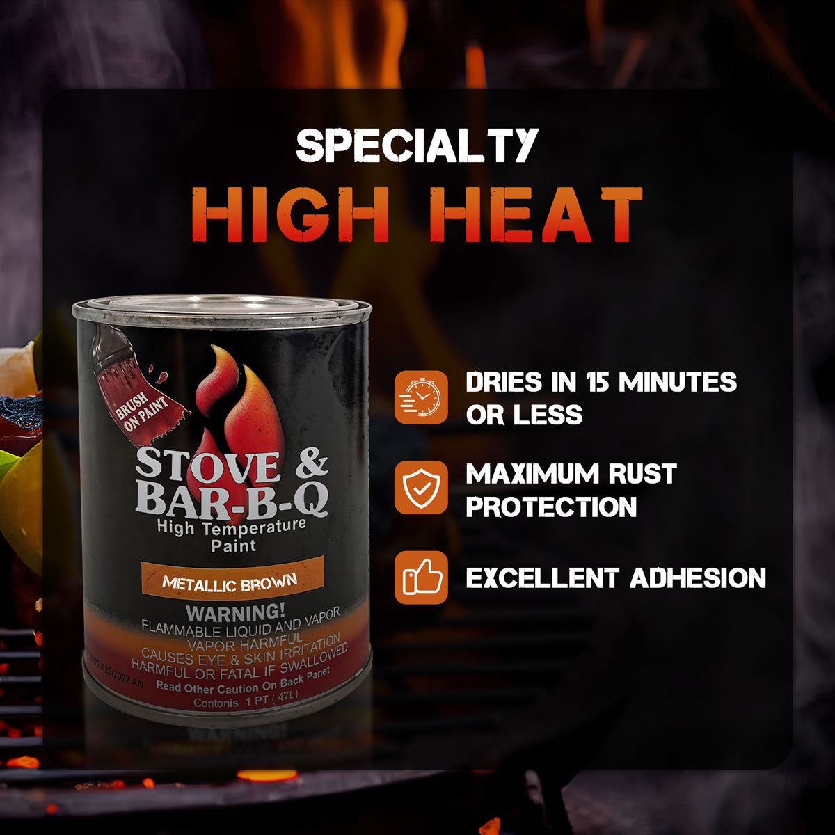 Stove & Bar-B-Q High Temperature Paint - Goldenfire Brown - 16 oz