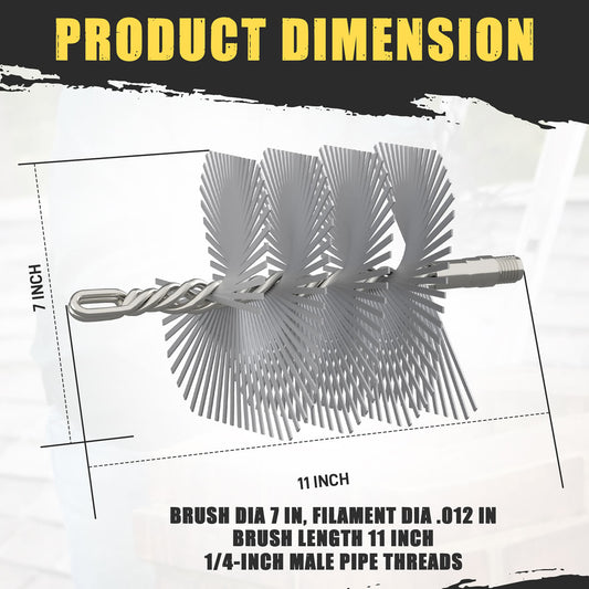 7" x 11" Rectangle Heavy-Duty (Flat Wire) Chimney Brush 3/8" NPT - 33647