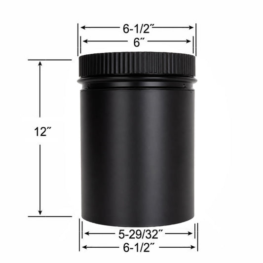 6" x 12" DSP Double Wall Black Stovepipe - DSP-6P12