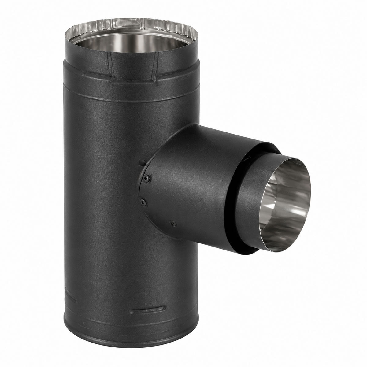 3" PelletVent Pro Black Increaser Adapter Tee with Clean-Out Tee Cap - 3PVP-TADX4B1