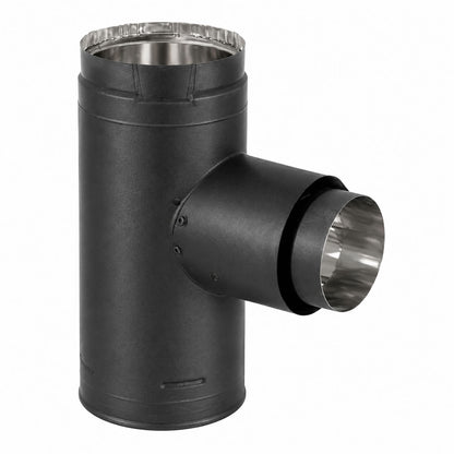 3" PelletVent Pro Black Increaser Adapter Tee with Clean-Out Tee Cap - 3PVP-TADX4B1