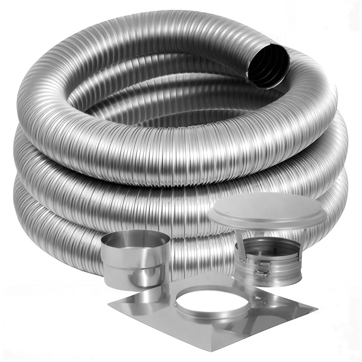 6'' DuraFlex Smooth Single-Wall Basic Kit with 15' Flexible Stainless Steel Chimney Liner - 6DFSW-15K