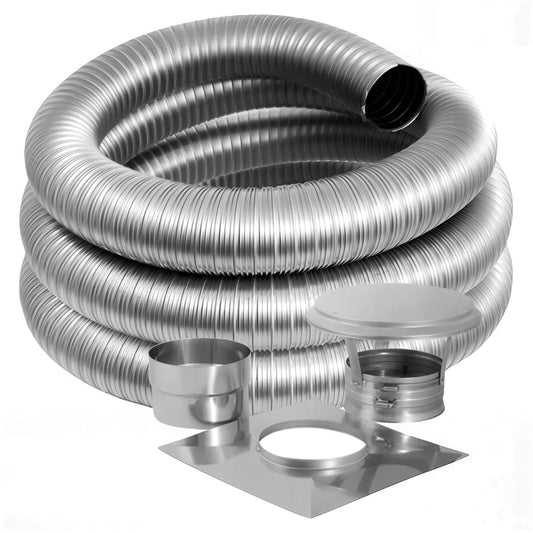 6'' DuraFlex Smooth Single-Wall Basic Kit with 15' Flexible Stainless Steel Chimney Liner - 6DFSW-15K