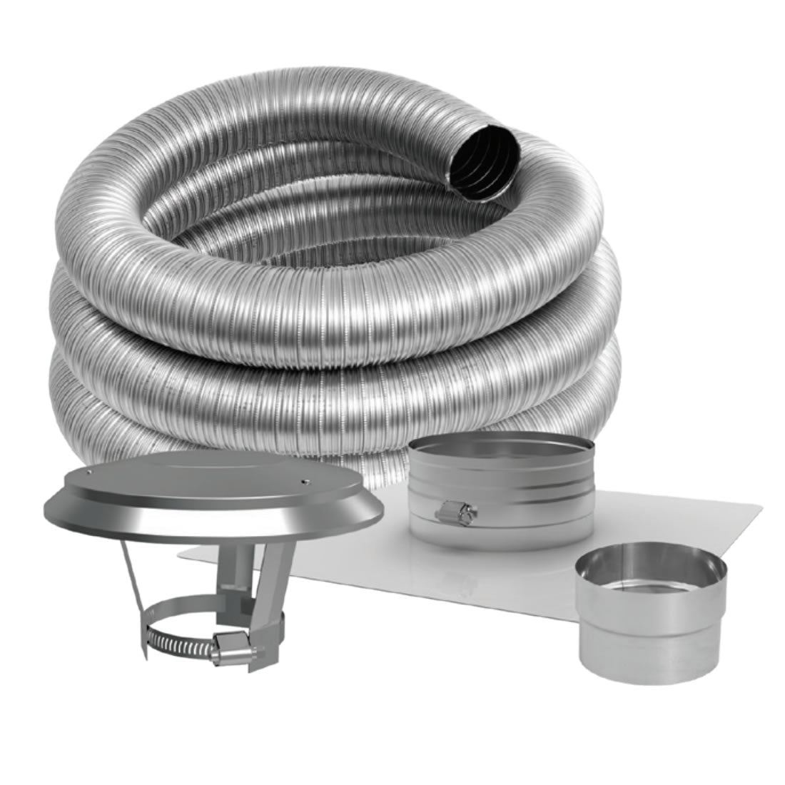 6'' DuraFlexSS Smooth Single-Wall Basic Kit with 25' Flexible Stainless Steel Chimney Liner - 6DFSW-25K