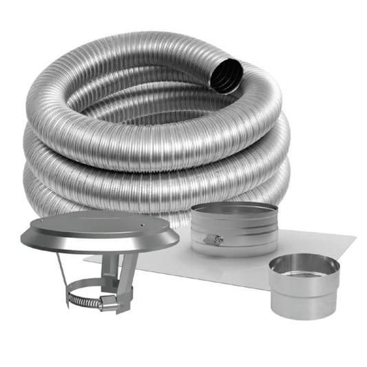 6'' DuraFlexSS Smooth Single-Wall Basic Kit with 25' Flexible Stainless Steel Chimney Liner - 6DFSW-25K