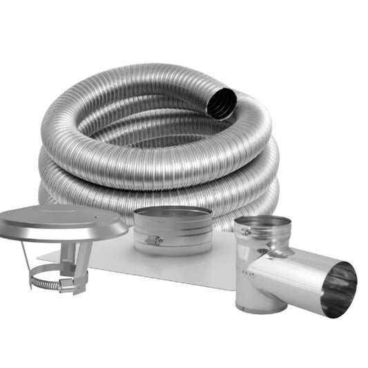 6'' DuraFlex Smooth Wall Tee Kit with 30' Flexible Stainless Steel Chimney Liner - 6DFSW-30KT