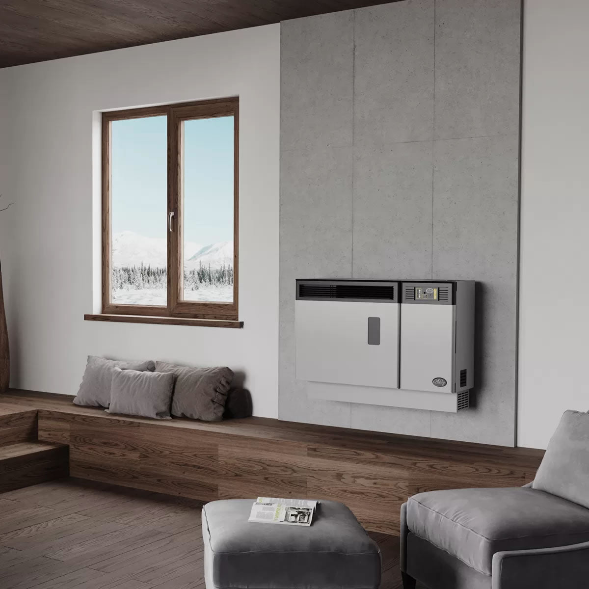 US Stove Wall Mount Direct Vent Pellet Stove with 28 lb Hopper and Remote