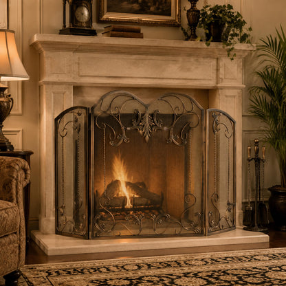 3 Fold Fireplace Screen- Venetian Bronze