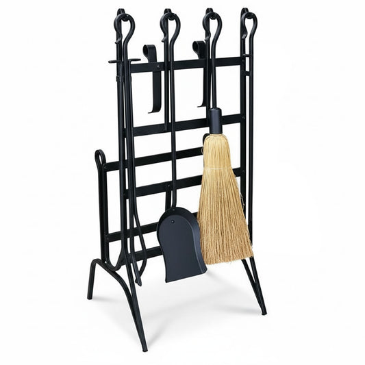 Log & Kindling Rack with Tools - Black