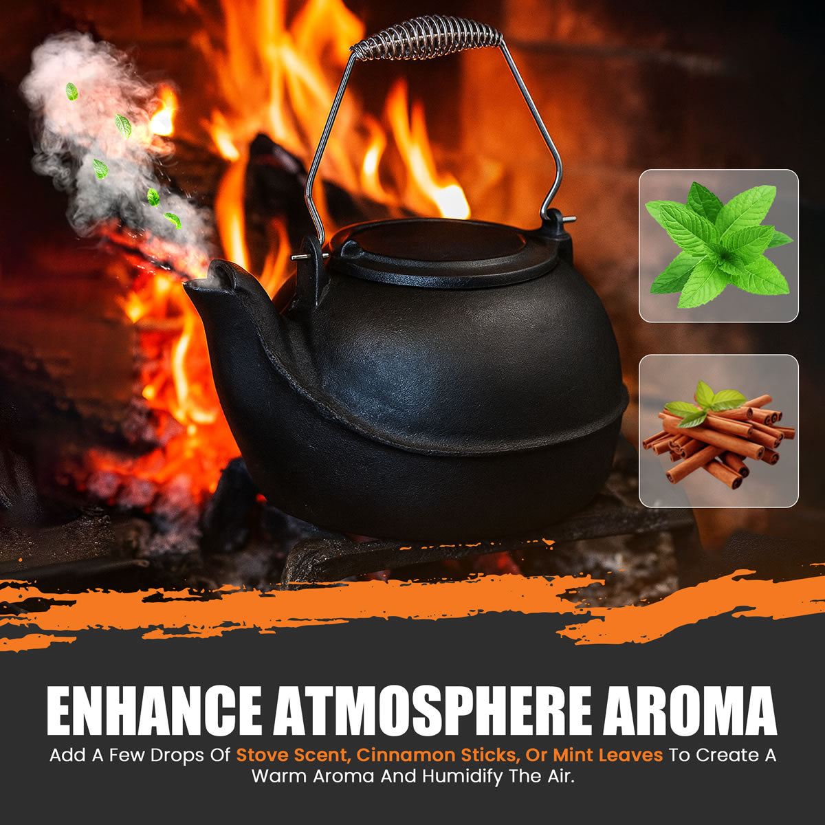 2.5 Quart Cast Iron Wood Stove Kettle