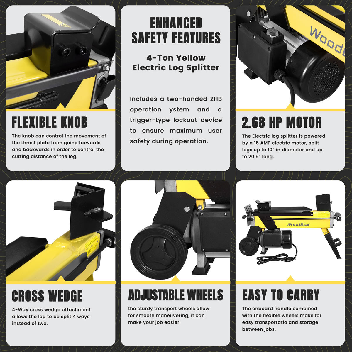 WoodEze 4-Ton Yellow Electric Log Splitter - LS56