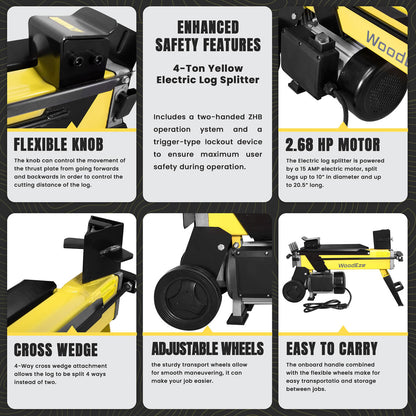WoodEze 4-Ton Yellow Electric Log Splitter - LS56