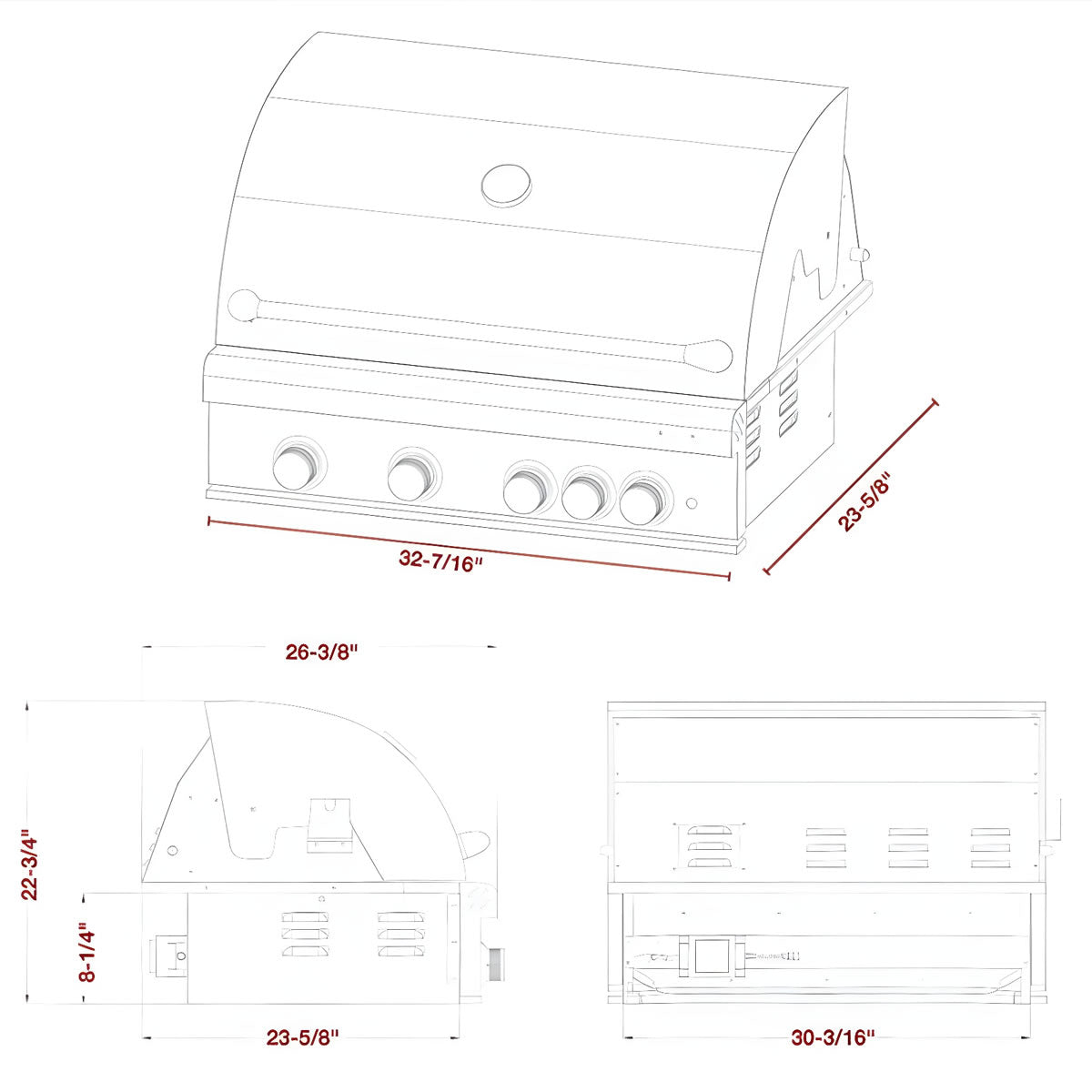 Dragonfire 32" Gas Grill Head - Natural Gas