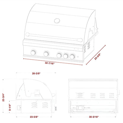 Dragonfire 32" Gas Grill Head - Natural Gas