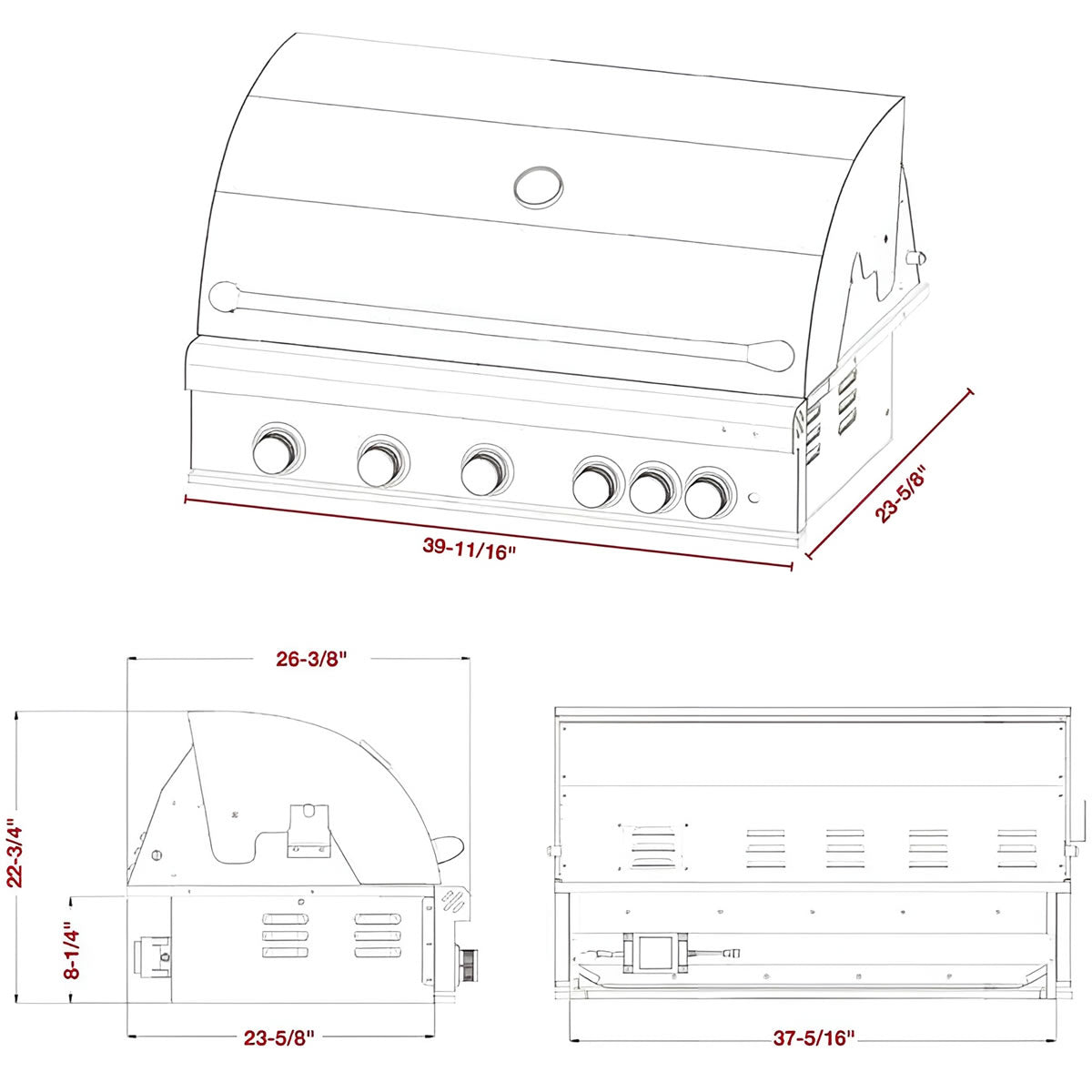 Dragonfire 40" Gas Grill Head - Natural Gas