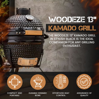 Woodeze 13" Kamado Grill - Black