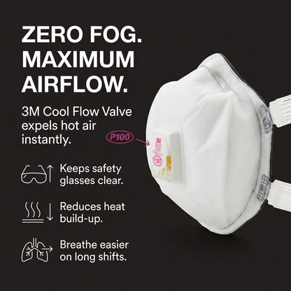 3M 8293 P100 Industrial Respirator with Valve, USA Made, White