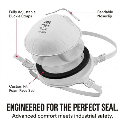 3M 8293 P100 Industrial Respirator with Valve, USA Made, White