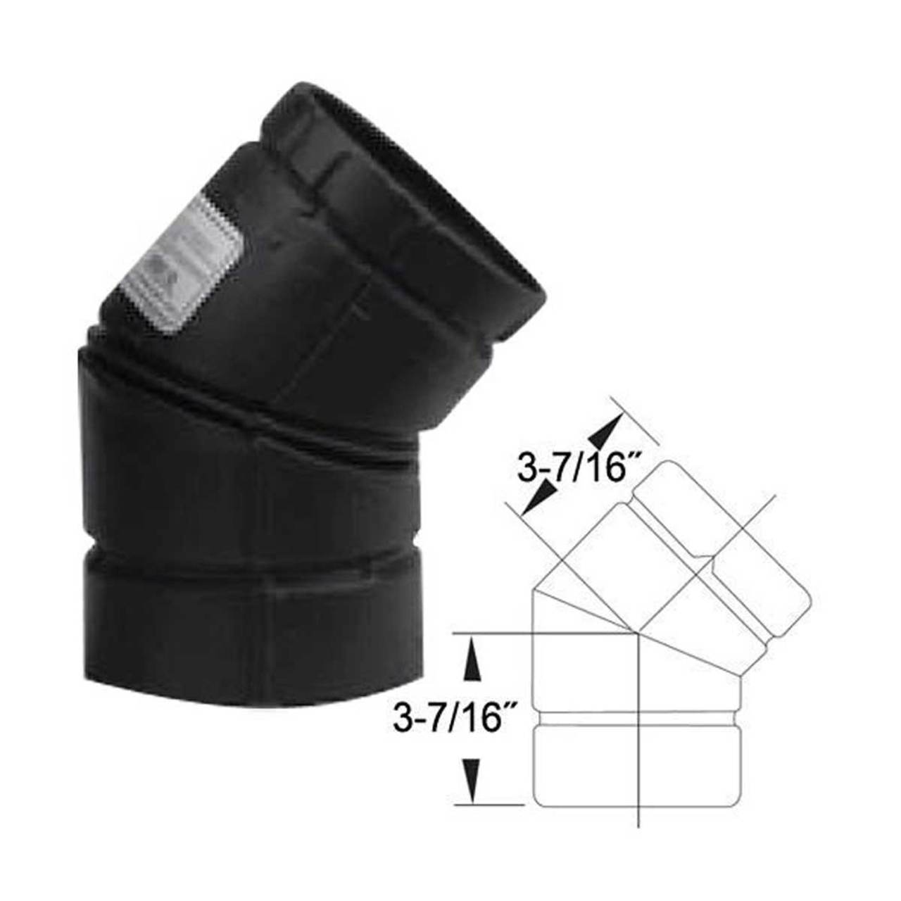 3" Selkirk VP Pellet Vent Pipe 45 Degree Elbow - Black - 3VP-45-ELB