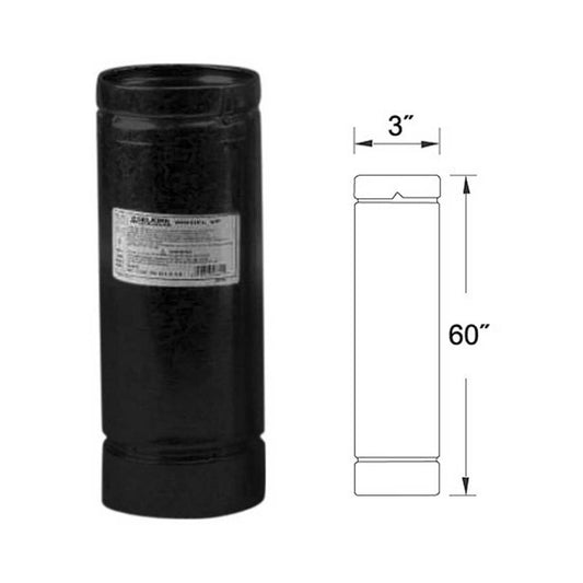 3" x 60" Selkirk VP Pellet Vent Pipe - Black - 3VP-60B