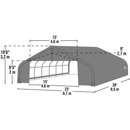ShelterCoat 22 x 28 Garage With Peak Roof - Gray