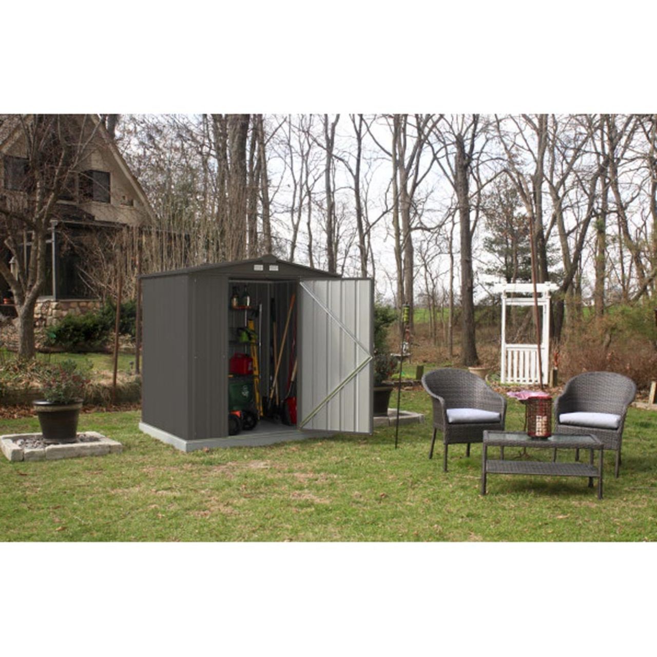 EZEE Low Gable - Galvanized Steel 6' x 5' Storage Shed - Charcoal