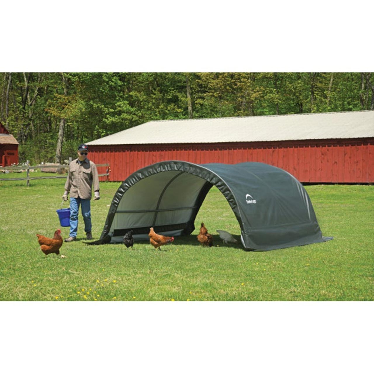 Small Round 8' x 10' x 5' Portable Livestock Shelter in Green