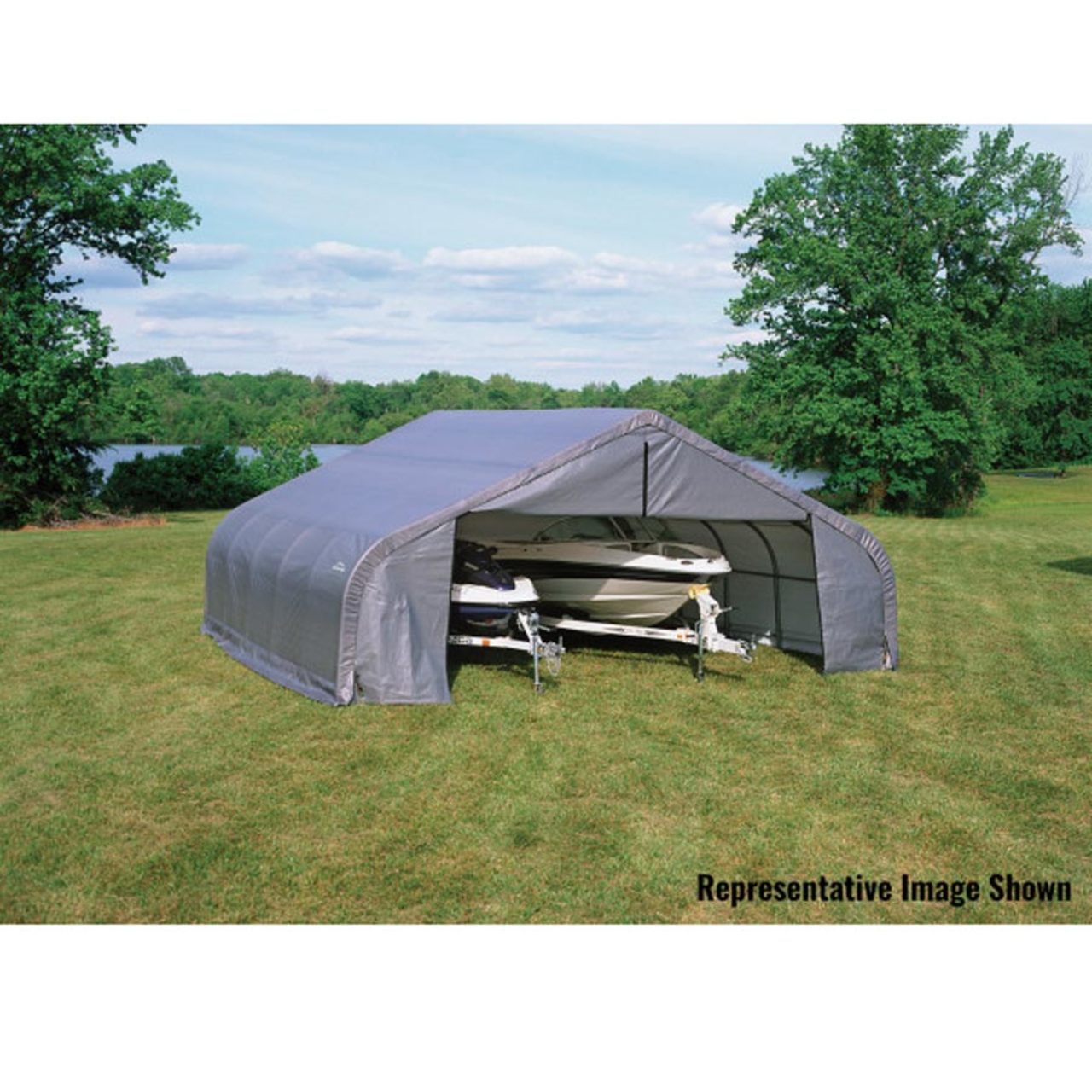 ShelterCoat 22' x 28' Garage With Peak 12.5' Roof - Gray