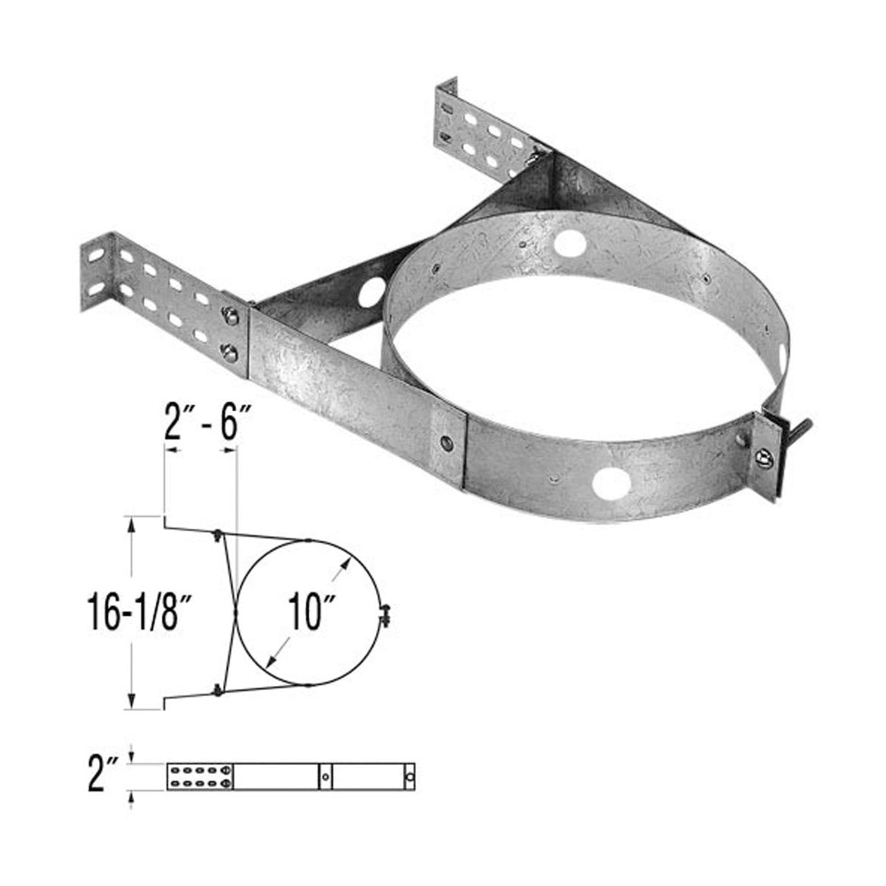 PAREDES DuraPlus 6'' Adjustable Wall Strap - 9069 | Chimney Pipe