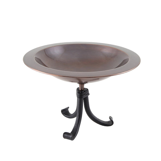 12.75" Classic Birdbath in Brass and Antique Copper with Tripod Stand