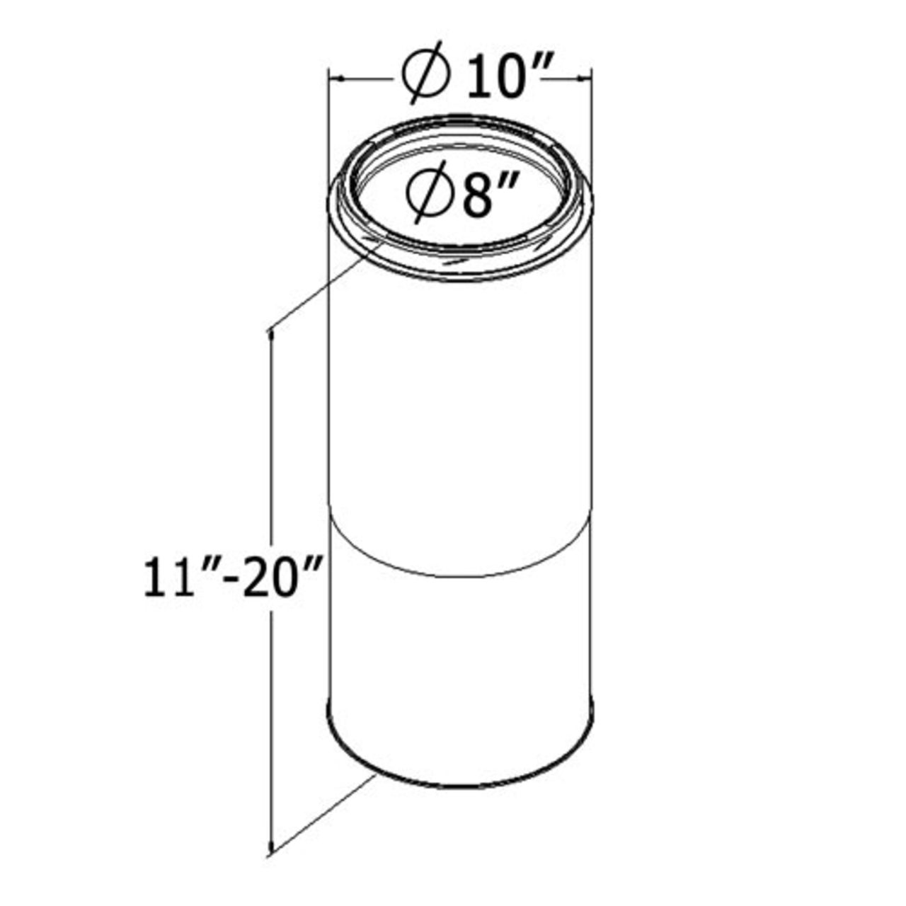 Shasta Vent Adjustable Chimney Pipe 8 Inch x 11 - 20 Inches