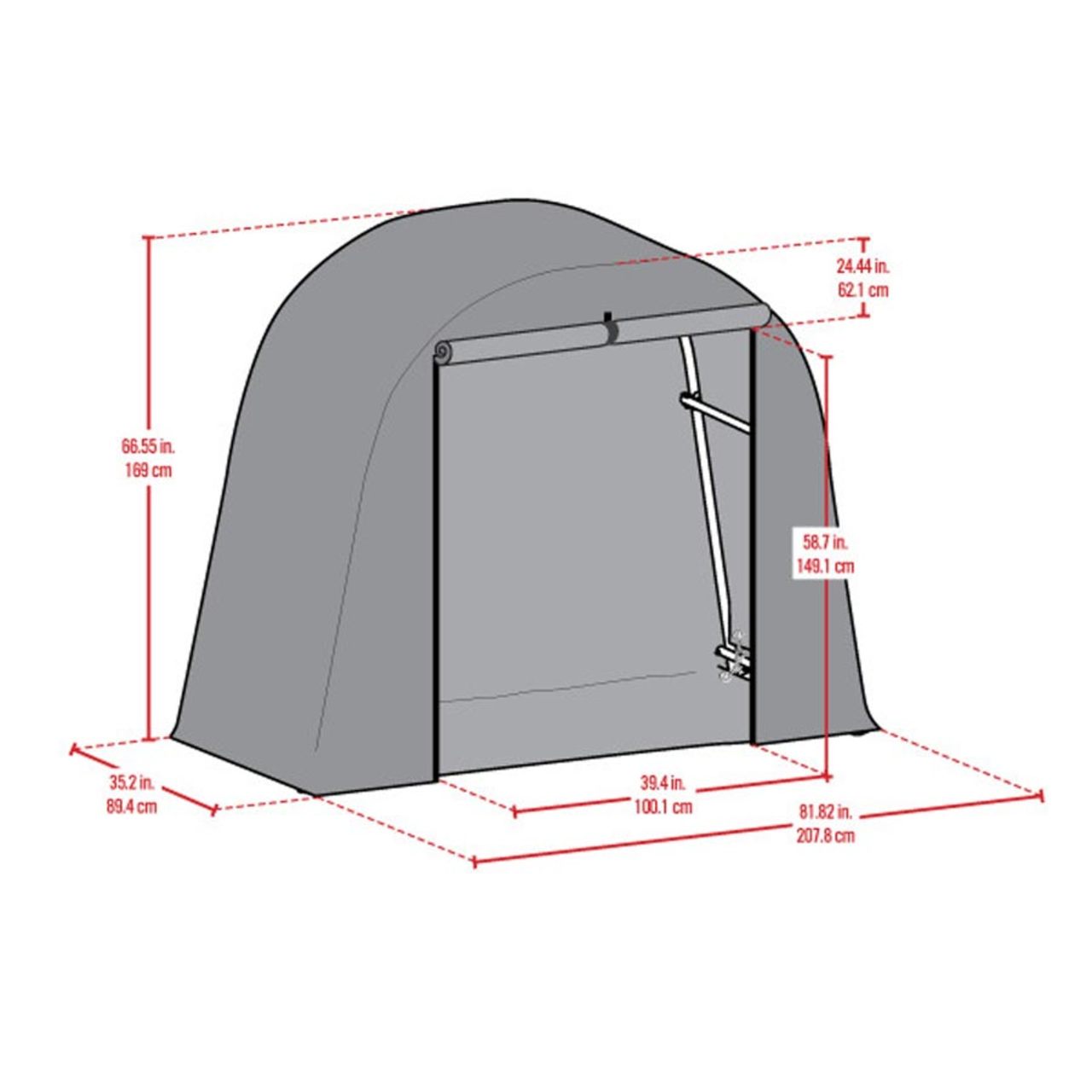 6'8" x 3' x 5'6" Green Bike Shed