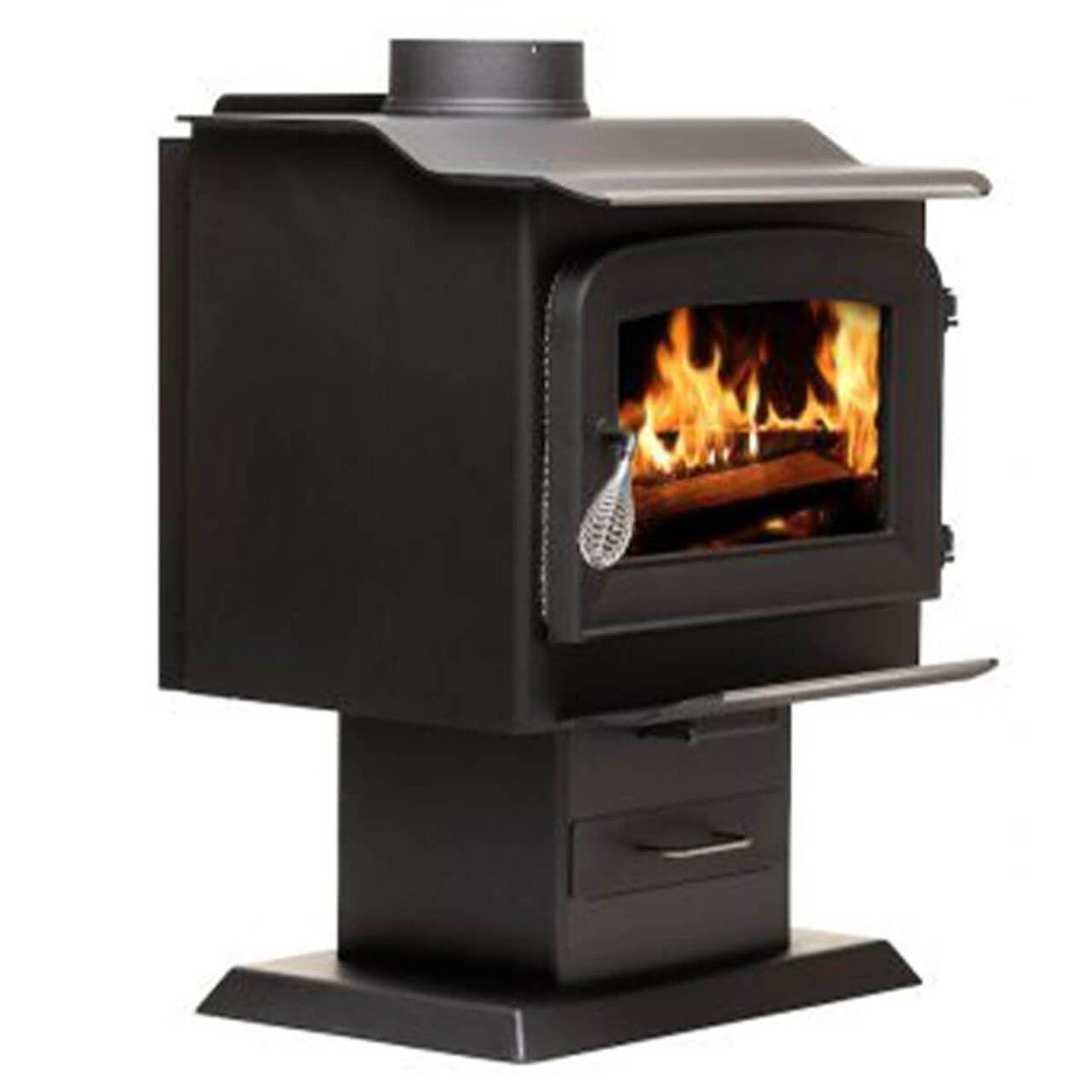 Ashley 1,200 sq ft 2020 Small Wood Stove with Nickel Spring Handle