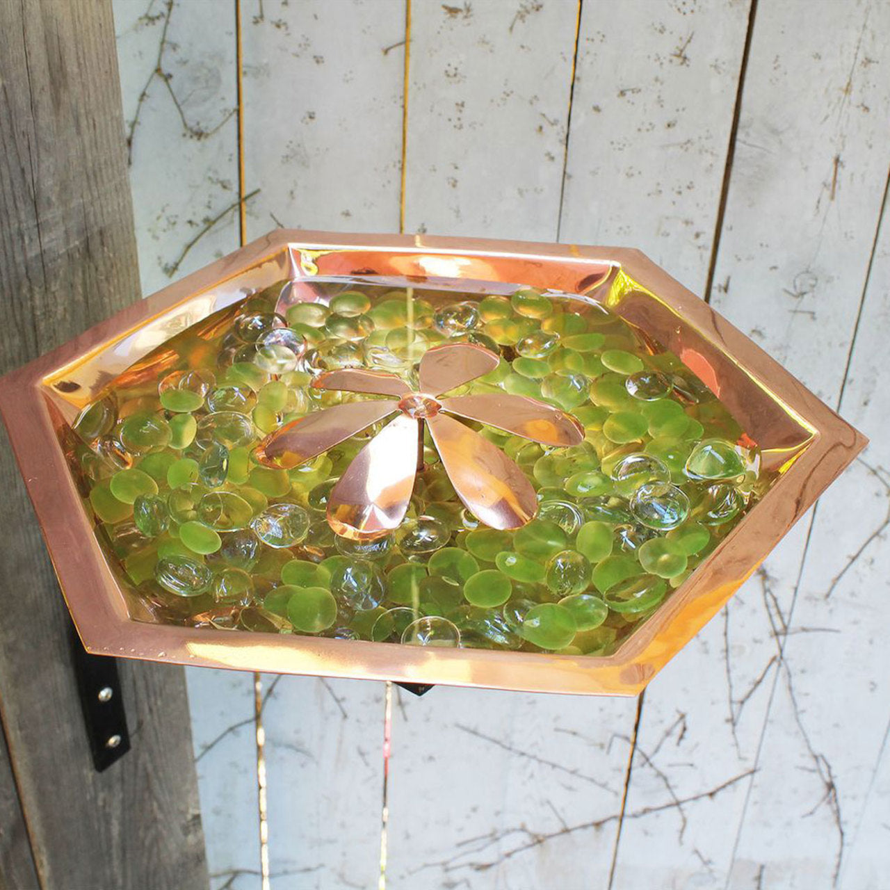 11.5" Copper Bee Fountain & Birdbath with Wall Mount Bracket