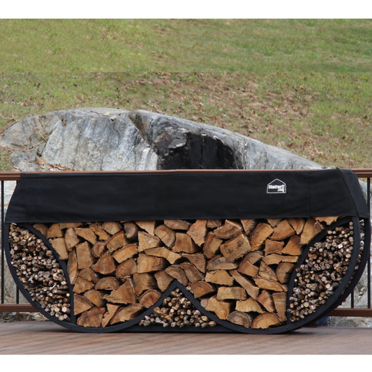 SHELTER-IT 8"™ Double Round Firewood Storage Rack with Kindling Storage - 1' Cover Included