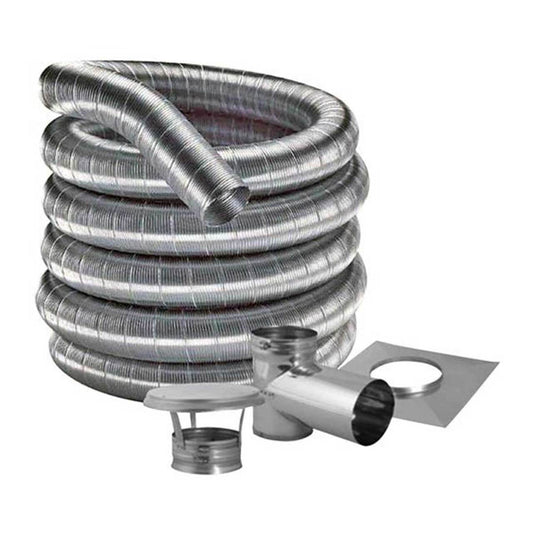 8'' DuraFlexSS 304 Tee Kit with 15' Flexible Stainless Steel Chimney Liner - 8DF304-15KT