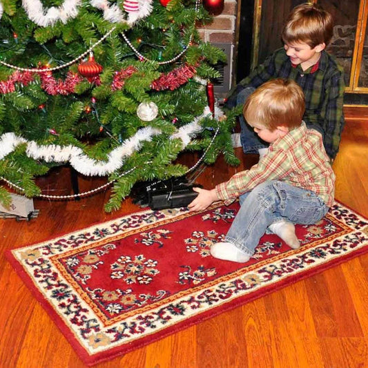 44" Rectangle Burgundy Oriental Fireplace Rug