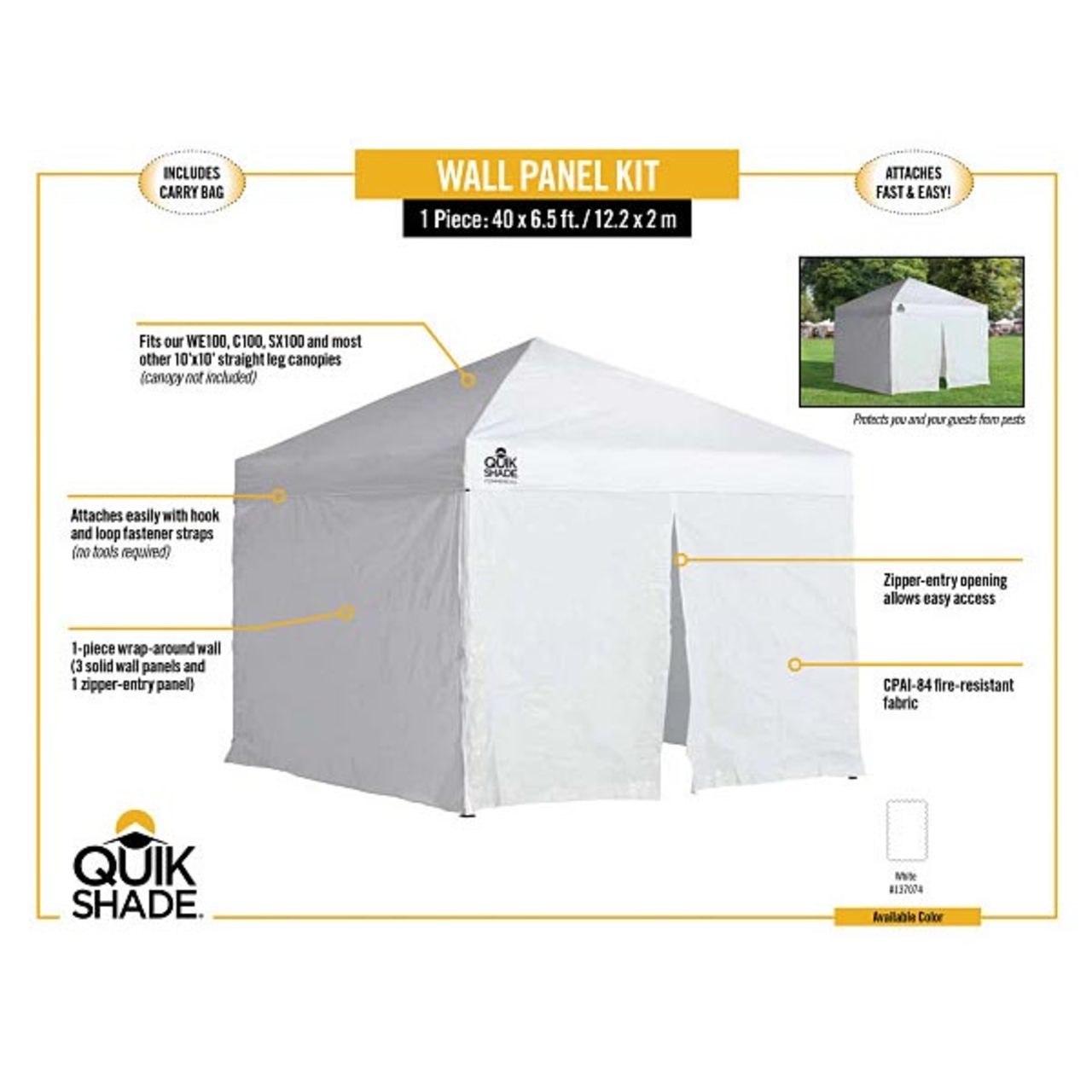 Wall Kit for Quik Shade Straight Leg Canopies, 10 ft. x 10 ft in White