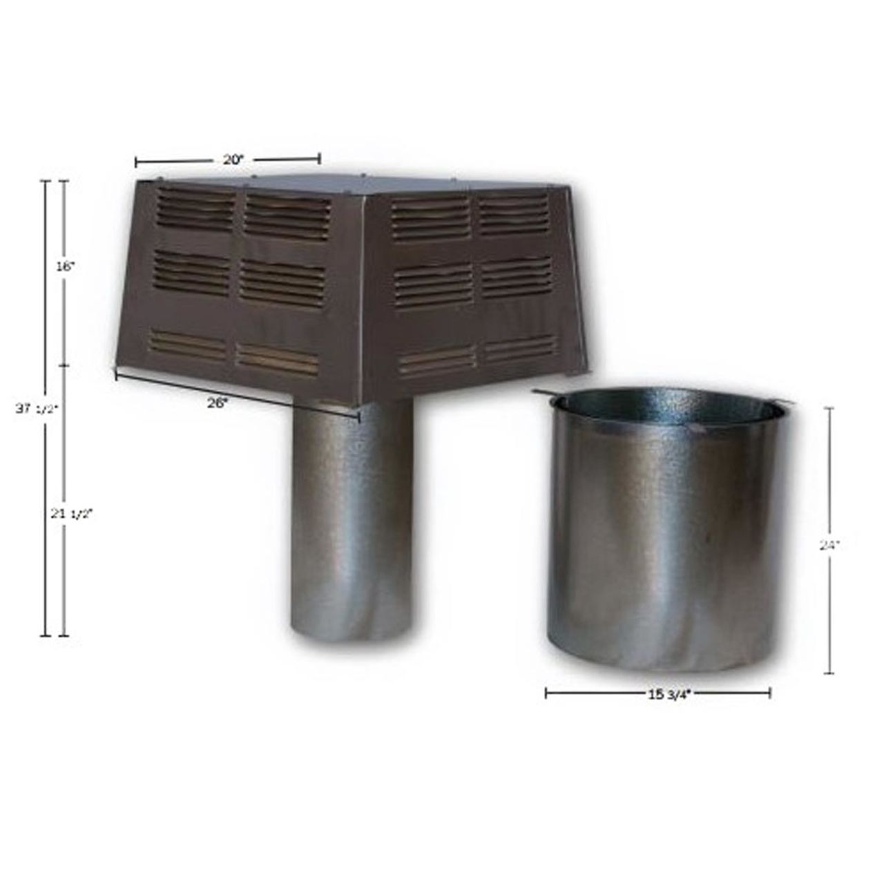 12" Superior Square Single-Flue Chimney Cap with Slip Connector