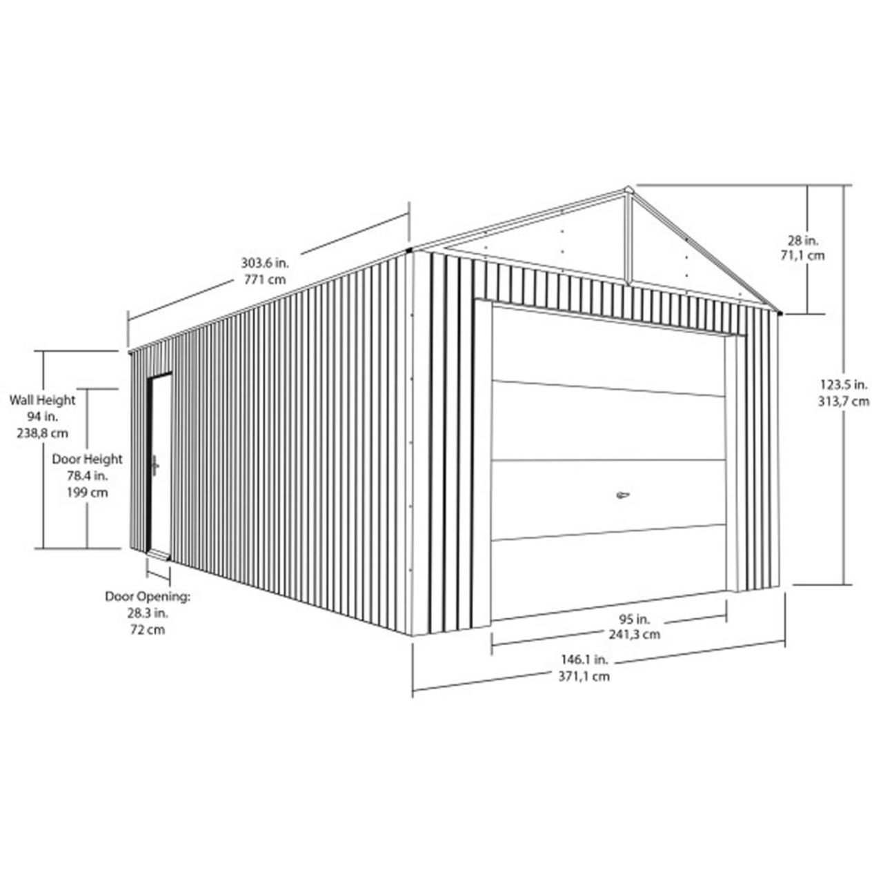 Everest 12' x 25' Garage - Charcoal