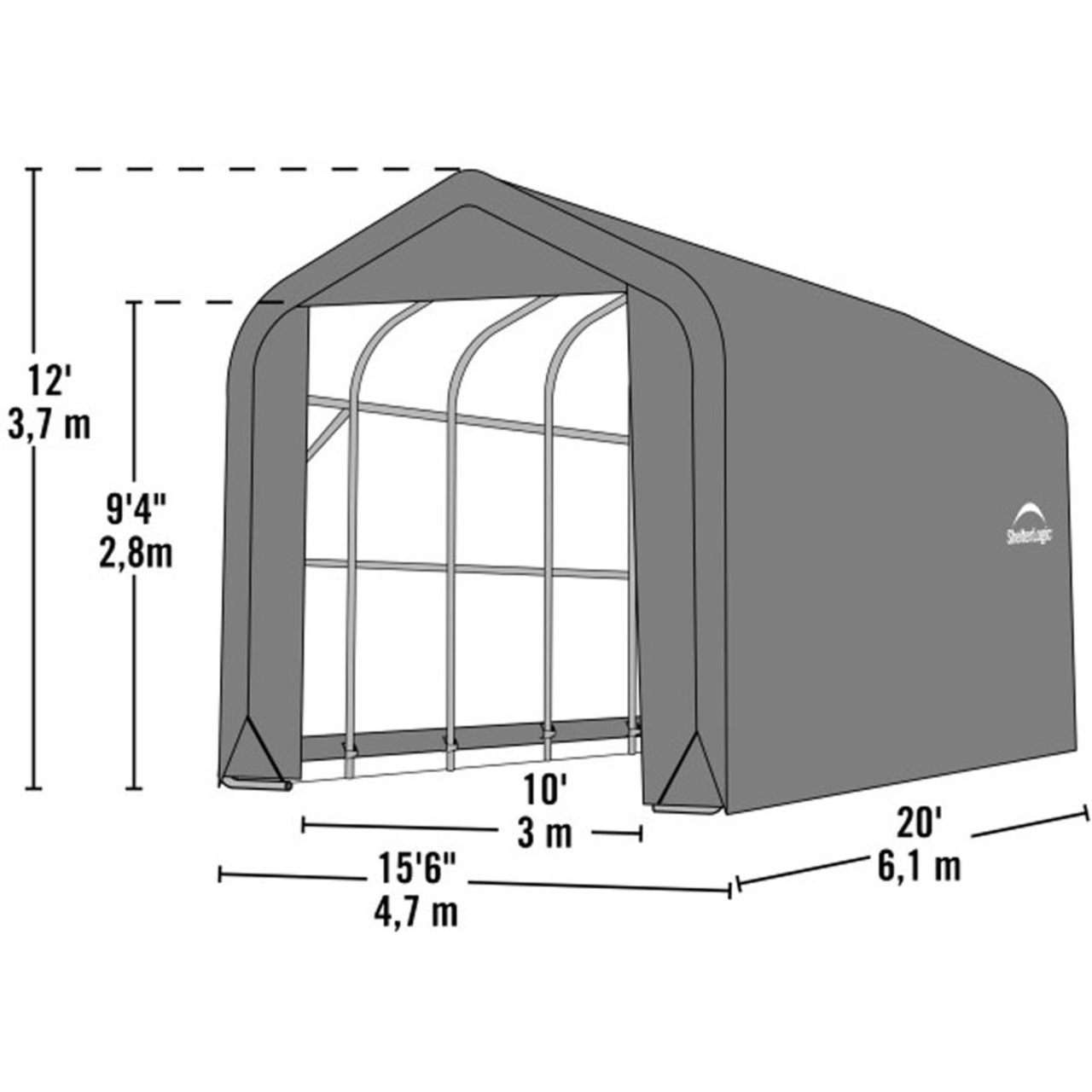 ShelterCoat 15' x  20' Garage With Peak Roof - Green
