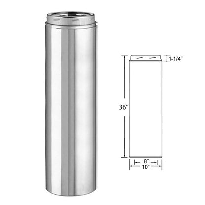 8" x 36" Selkirk Ultra Temp Stainless Chimney Pipe - 208036U