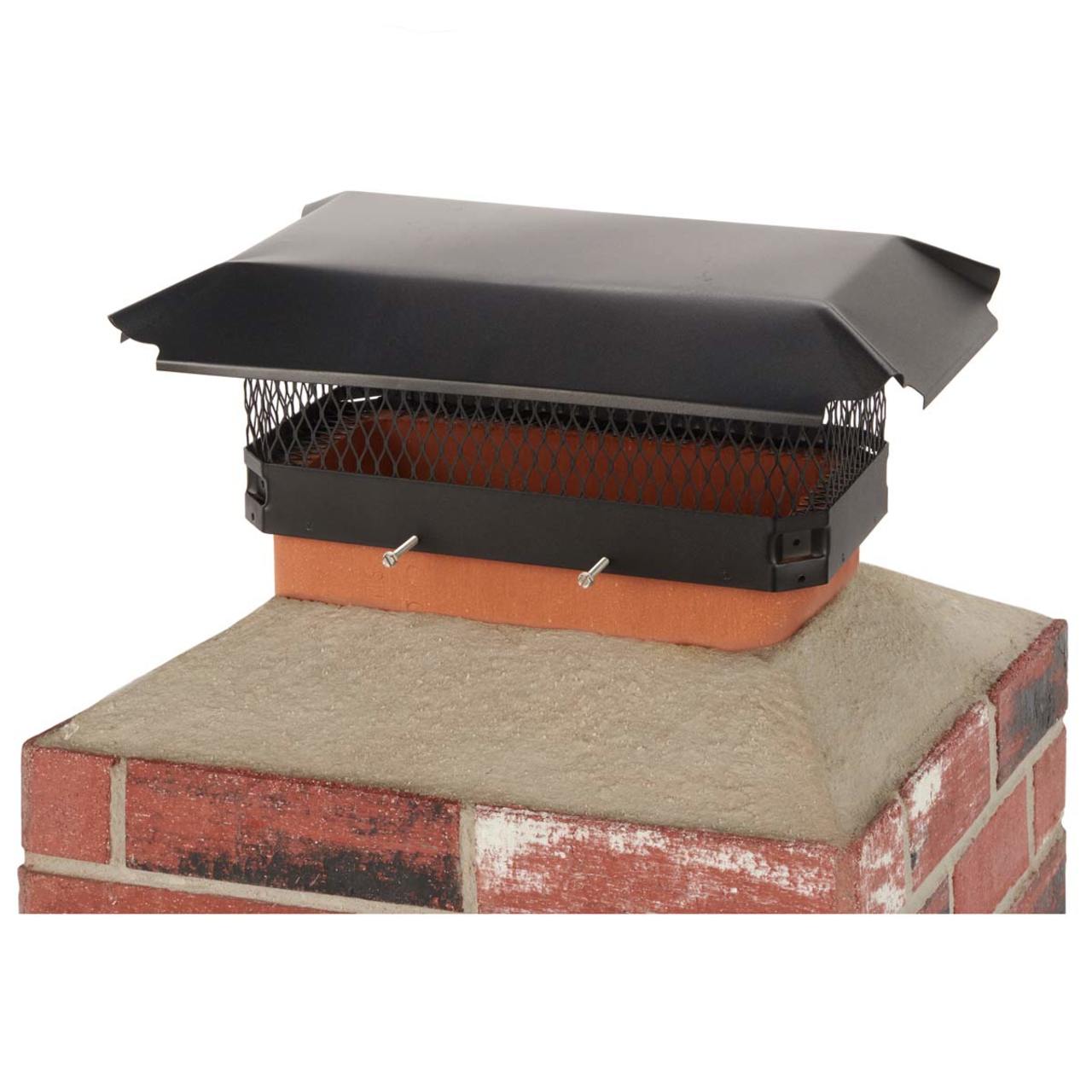 8" x 17" Black Galvanized Oval Single Flue Chimney Cap-5/8" Mesh