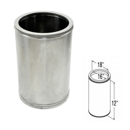 16'' x 12'' DuraTech Stainless Steel Chimney Pipe - 16DT-12SS