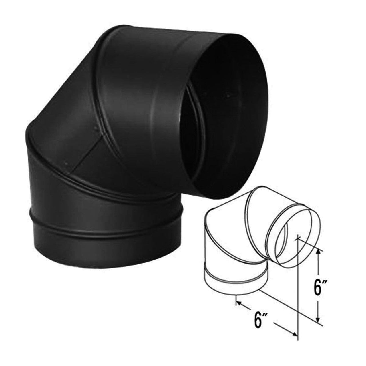 6" DuraBlack 90 Degree Black Elbow - 6DBK-E90