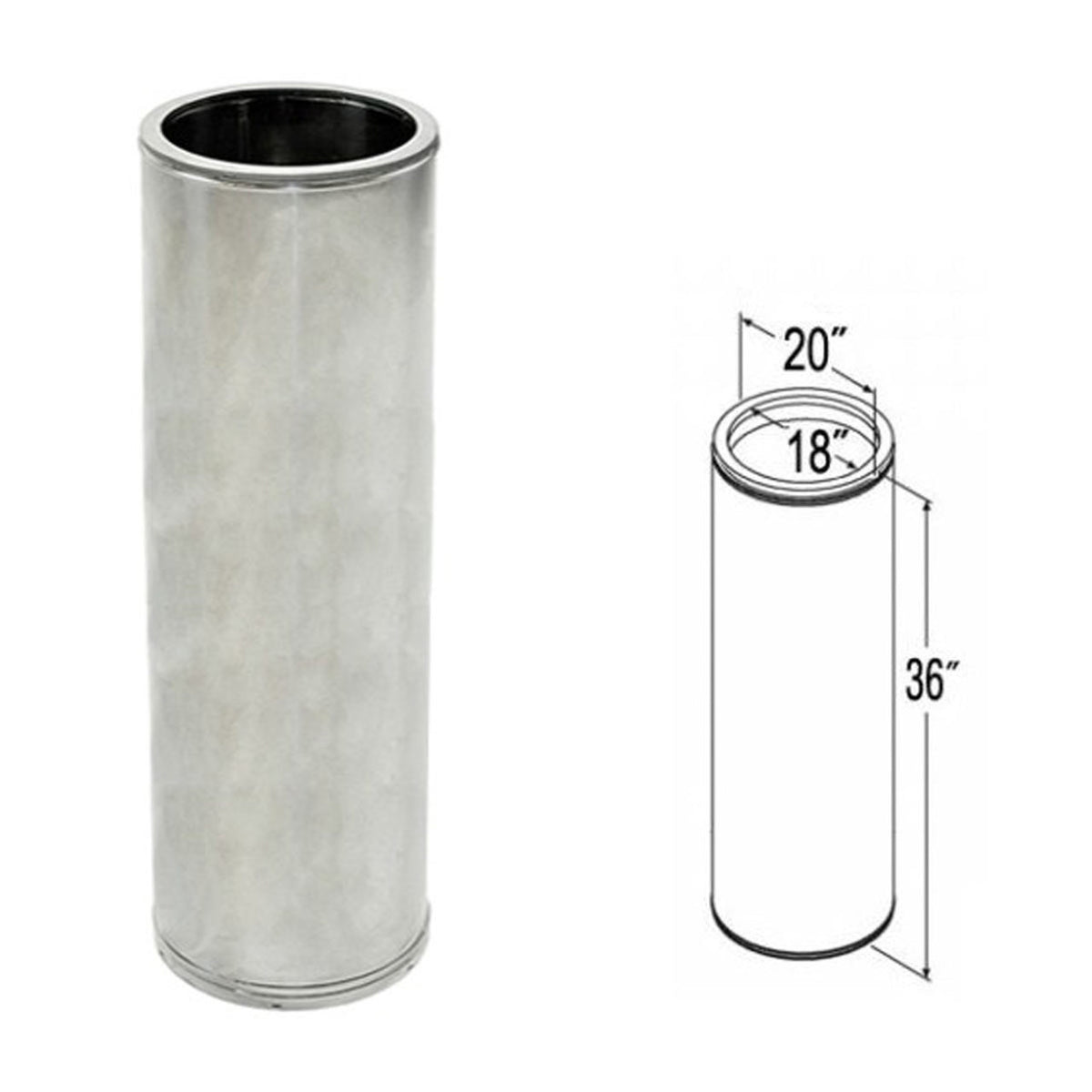 DuraTech 6" X 36" Stainless Steel Chimney Pipe – Twin Wall DuraVent 6DT-36SS