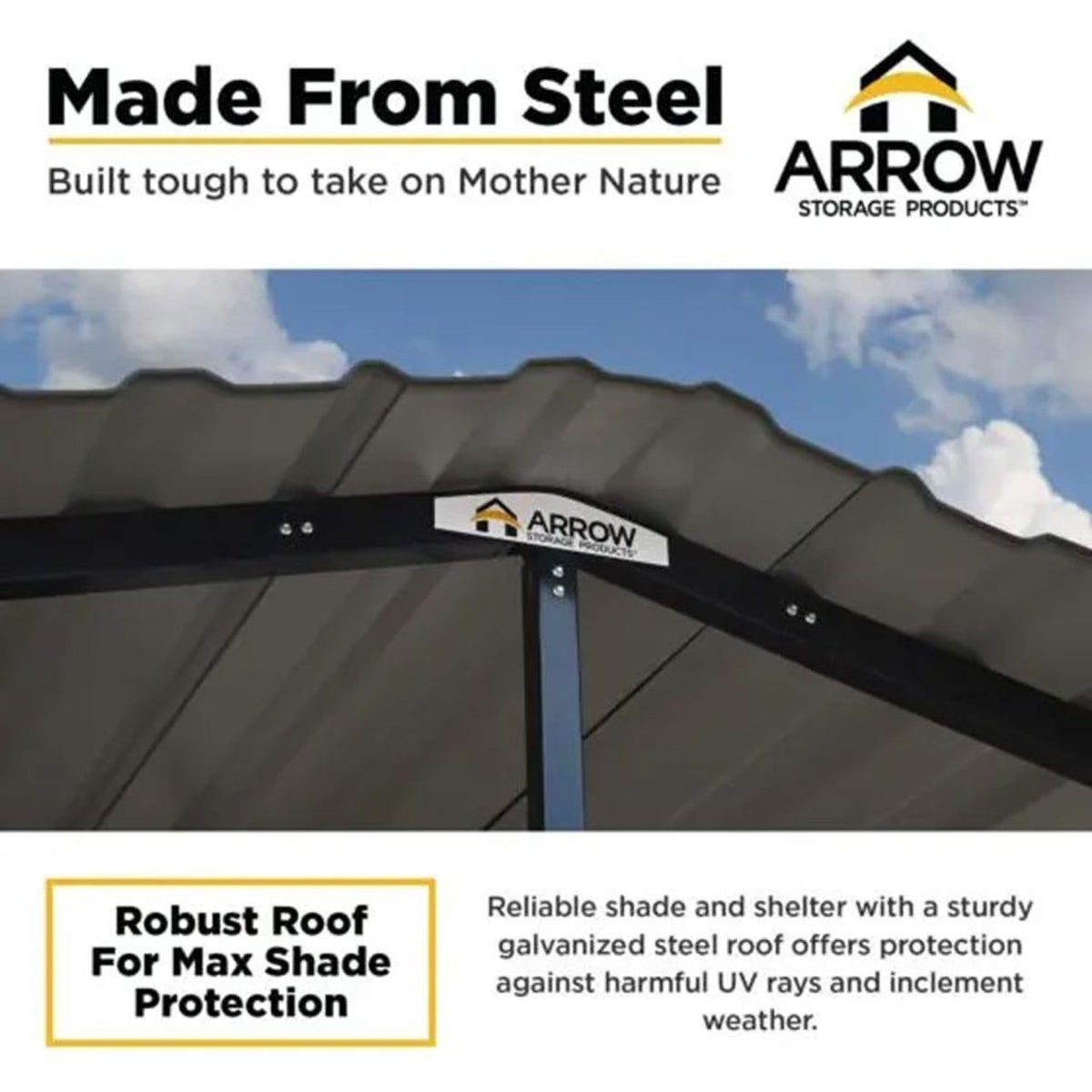 Arrow Carport 10 x 20 x 7 Ft. - Charcoal