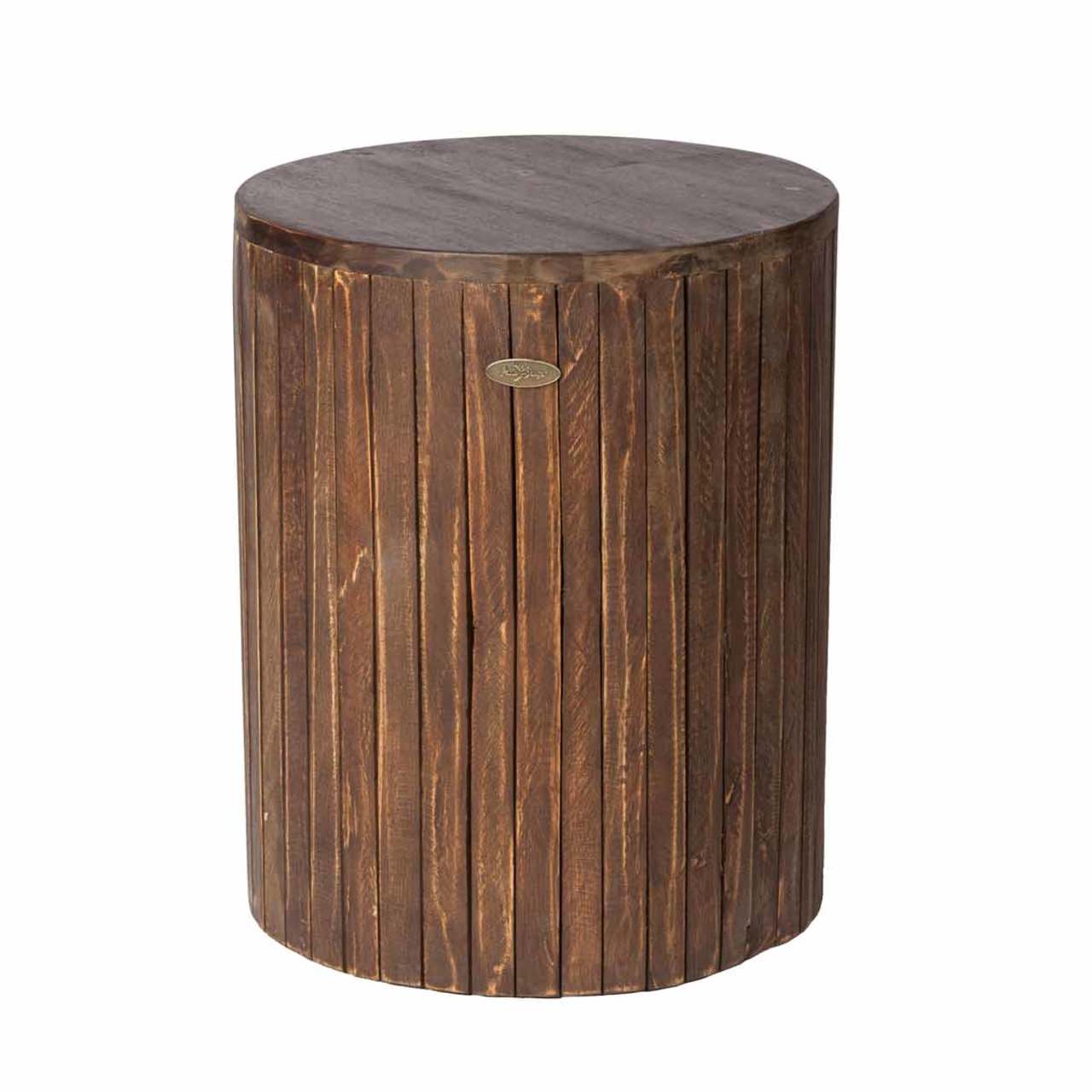 Rustic Round Garden Stool - Wood Grain