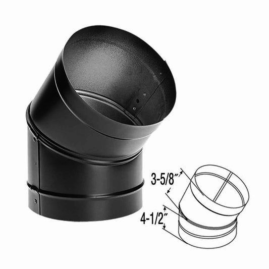 10" DuraBlack 45 Degree Black Elbow - 10DBK-E45