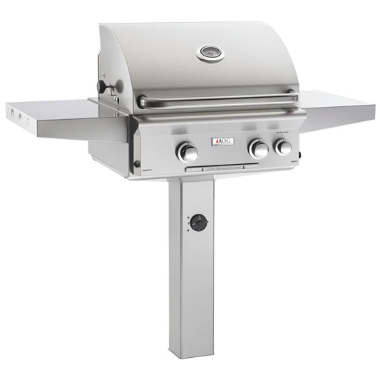 AOG 24" In-Ground Post Stainless Steel Grill with Rotisserie Backburner - 24NGL